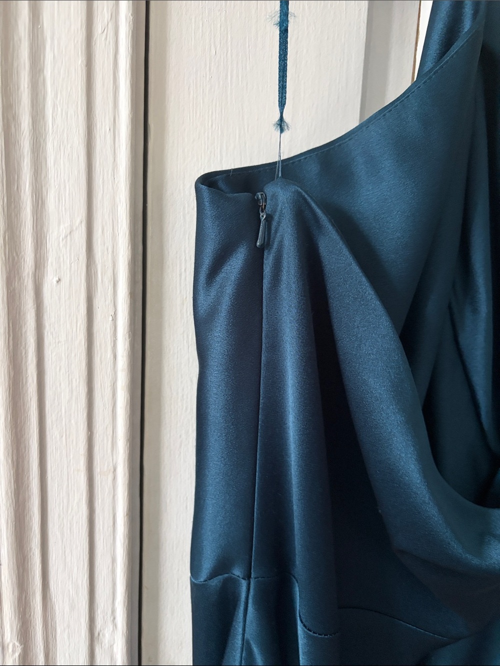 Elegant Marine Blue Halter Evening Gown - Picture 6 of 6